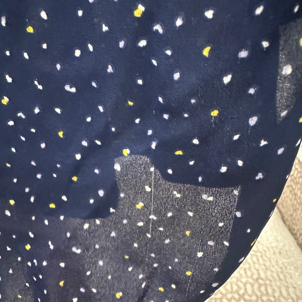 Lush Navy Dot Print V-Neck Long Sleeve Blouse Size S - Picture 6 of 7